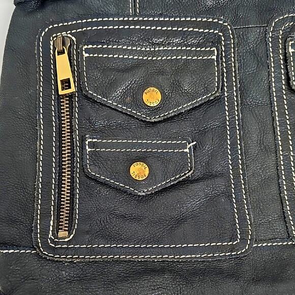 Fossil Vintage Elegant Black Leather Shoulder Bag Purse Handbag Many Compartment - Picture 2 of 11
